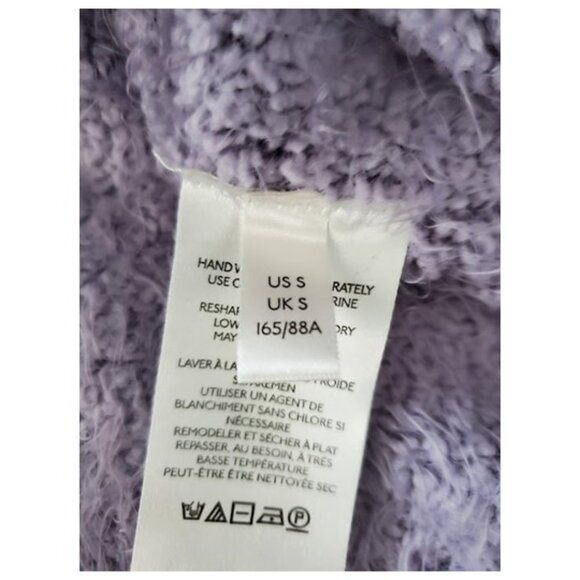 Free People Icing V-Neck Pullover Lavender Fuzzy Bouclé Knit Sweater Size S - Picture 9 of 11